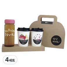 1AM 쥬뗌므 블랜딩 프리미엄 차세트, 크라프트 패키지 + 티백세트(테이크아웃잔 2p + 얼그레이 블라썸 3p + 트리플 베리 3p) + with love 보틀 스티커 + 분홍뚜껑 보틀 + 건강하세요 패키지 스티커, 4세트