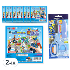 JONG IE NARA 四角叔叔角色扮演摺紙 10張+Gukyo SAXA飛蓋剪刀 藍色, 2套, 6 種顏色