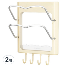 Maket Gamseong 免鑽孔電捲棒支架 方形, 奶油色, 2個