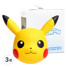 벨르아망 포켓몬 빅페이스 차량용 방향제 본품 피카츄 + 에어도넛 리필 세트, 3개, 화이트 자스민 민트