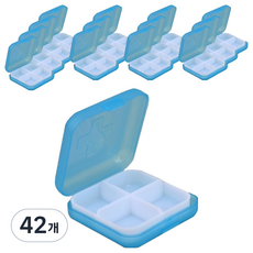 글로벌픽 사각 4칸 미니약통 블루 6 x 6 x 2 cm, 42개