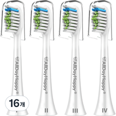 올데이해피 필립스 호환용 전동 칫솔모 + 안전뚜껑 세트, HX6064P, 화이트, 16개