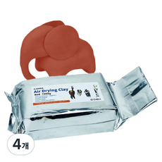 도도리빙 전문가용 공기건조 컬러점토 1kg, 레드, 4개