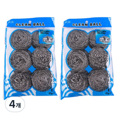 Living Philo 鐵製不鏽鋼鍋強力清潔球, 4個, 6入