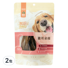 LOHAS 肉嗨吃 犬用 寵物零食, 豬耳朵條, 50g, 2包