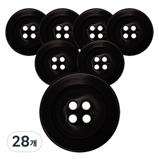 동대문단추왕 고급 리얼소뿔 단추 15mm PH-03, 블랙, 28개