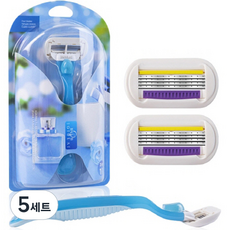 편스토어 BOB 4중 여성용 면도기 + 면도날 2입 네이처블루, 5세트