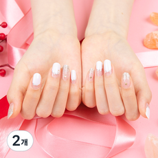 Barbacoco 凝膠指甲貼 34p, 銀葉, 2個