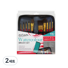 몽마르뜨 수채화 브러쉬 11p + 붓케이스 세트, 4호, 8호, 10호, 3/4호, 2.54cm, 3/4호, 6호, 4호, 2호, 0호, 2세트