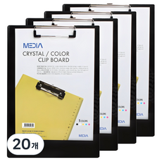 MEDIA 水晶彩色板夾 A4, 黑色, 20個