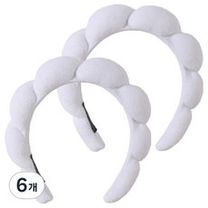 俏皮姐妹可愛洗臉髮帶, 6個, 白色雲朵髮帶