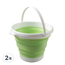 슬로 다용도 접이식 버킷 바구니 10L, 그린, 2개