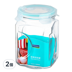 Glasslock 氣孔式玻璃保鮮罐, 2L, 2個