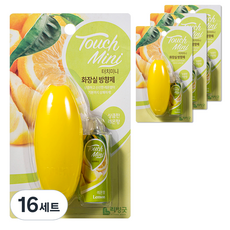 리빙굿 터치미니 화장실 방향제 상큼한 레몬향 본품, 13ml, 16개