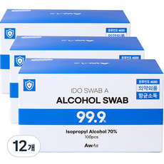 어웨이크어슬립 이소프로필 알콜스왑, 12개, 100개입