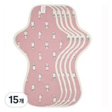 eechae 花翼型純棉衛生棉粉紅色, 1入, 15個, 夜用