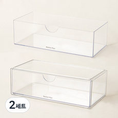 Market Plan Pure Clear 多用途化妝品收納盒 單格 + 單格蓋 B套組, 2套, 透明