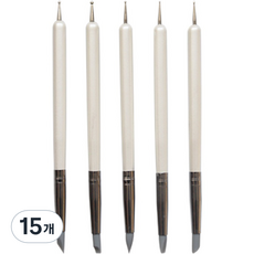 Dasababa塑膠柄工藝矽膠+壓花雙面筆 5種組 白色, 15個, 5種