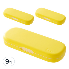 마켓감성 이모티콘 마카롱컬러 필통, 노란색, 9개