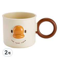mondeuseupat 可愛鴨子浮雕手柄浴室漱口杯 小 YY57292, 2個, 象牙白