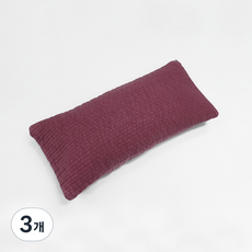 Begozani 純棉直紋絎縫蕎麥枕, 水洗酒紅色, 3個