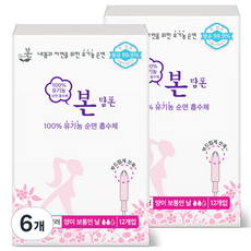 유기농본 오씨본 유기농 탐폰, 레귤러, 12개입, 6개