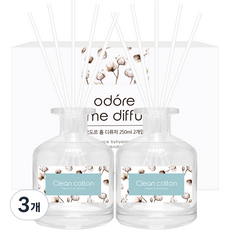 오도르 홈 디퓨저 250ml 2p + 섬유스틱 10p, 클린코튼, 500ml, 3개