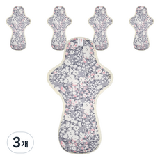 eechae 純棉蝶翼型衛生棉 灰色花朵, 3個, 5枚入, 夜用