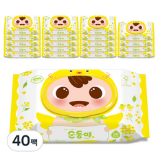 순둥이 봄 신학기 에디션 휴대 아기물티슈 캡형, 55g, 20매, 40개