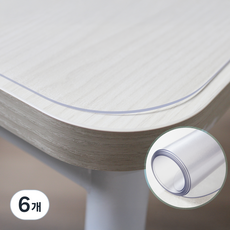 커버팩토리 프리미엄 PVC 테이블 책상 식탁 매트 1mm, 반투명, 6개, 두께 1mm 가로 40cm x 세로 40cm x 모서리 라운드1.5cm