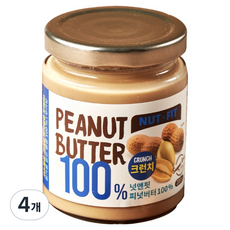 넛앤핏 피넛버터 100% 크런치, 200g, 4개