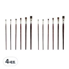 블루마토 GIO 수채화 납작붓 브라운 대형 6p WCB005, 2호, 4호, 6호, 8호, 10호, 12호, 4세트