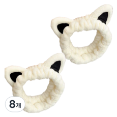 溫柔多情 厚實貓咪洗臉髮帶 20 x 20 cm, 米色, 8個