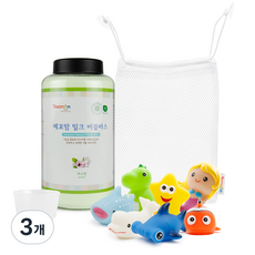 예꼬맘 밀크 버블 입욕제 자스민 850g + LED 물놀이 완구 7종 랜덤발송 + 그물망 소 세트, 3개