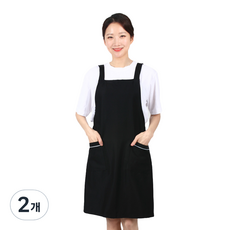 Restaurant & Beauty Gown H型滾邊口袋圍裙 LA81, 黑色, 2個