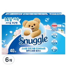 스너글 건조기용 드라이시트 블루스파클 플러스, 40개입, 6개