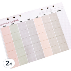 Lallayena 1年計畫ver.1 月曆 12+週曆 60 6孔打洞 72張+前後封面, 單色, 2個