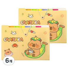 델리리움 예쁜 색감 대용량 아코디언 서류 A4 파일 케이스 5단 32 x 25 cm, 6개, 카피바라2