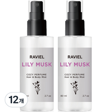 RAVIEL 코지 퍼퓸 헤어 앤 바디 미스트 릴리머스크향, 80ml, 12개
