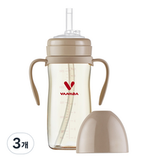 메똔느바나다 PPSU 회전 빨대컵, 260ml, 3개, 마일드초코