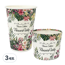 투고팩 플라워 파티 종이컵 390ml + 에어홀더 세트, 50개, 3세트