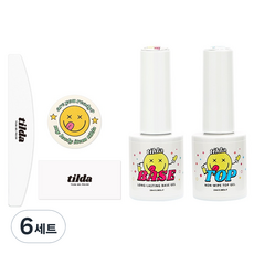 tilda 베이스젤 탑젤 10ml 2개, 6세트, 베이스젤 + 탑젤 + 우드파일 + 샌딩블록 + 원형디스크패드