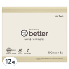 깨끗한나라 better 부드러운 대나무 로션 휴대용 티슈 100매, 12개
