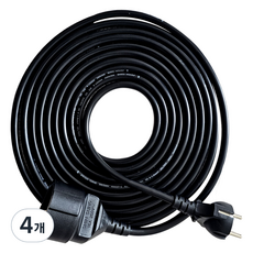 GAGA Electronics 電源延長線 16A 1孔 VCTF, 3m, 黑色, 4個