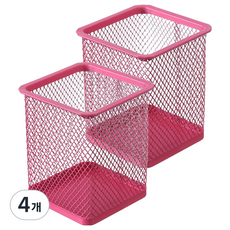 탑피아 철제 메쉬 펜 연필 다용도 책상 문구 수납 정리함 광장, 붉은, 4개
