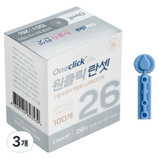 Owell 원클릭 채혈 일회용 수동랜싯 26G, 3개, 100개입