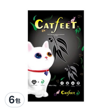 Catfeet 強效除臭超凝結貓砂, 100%天然膨潤土, 添加活性碳, 4.5kg, 尤加利, 6包