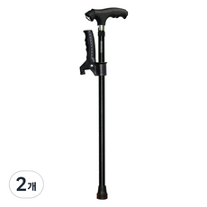 실버케인 접이식 각도조절 LED 지팡이 스탠드손잡이형, 블랙, 2개