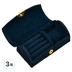솔솔담다 예쁜 여행용 미니 악세사리 보관함 10.3 x 5.7 x 3.5 cm, 직사각벨벳 네이비, 3개