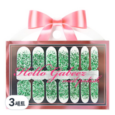 Gabiz Real Twinkle 指甲貼 14p 套裝, 3組, 19 Green Aurora